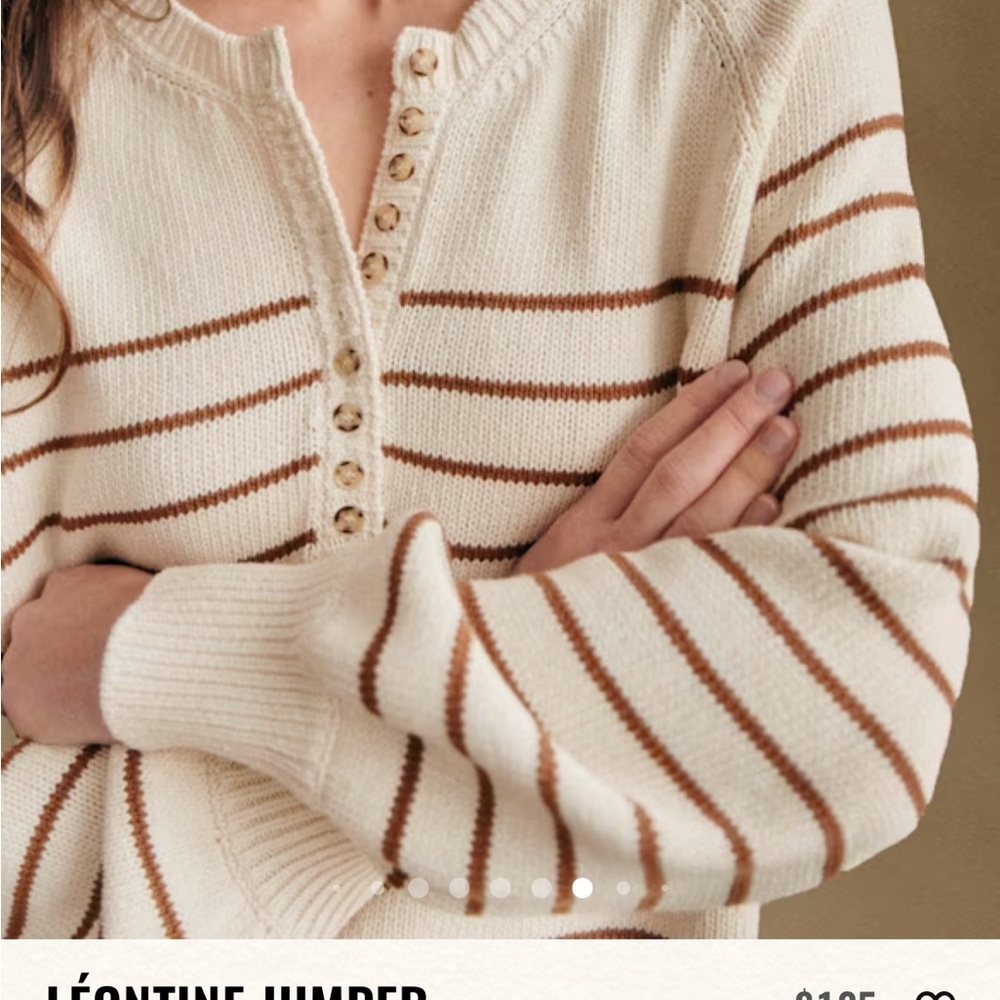 Sezane Cream and Brown Striped Sweater